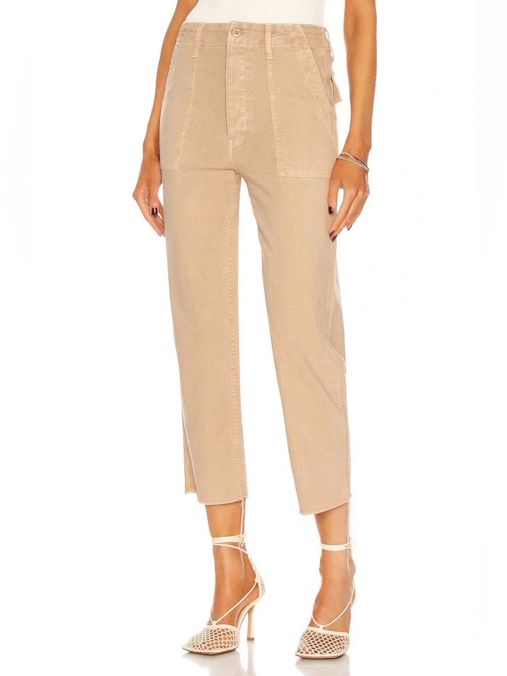 MOTHER The Patch Pocket Private Ankle Women 31 Khaki Back Flap Pockets